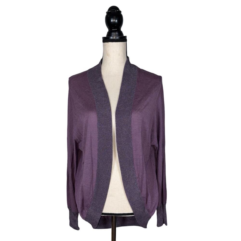 Yuma Koshino Purple Metallic Trim Open Cardigan    Size: 38 / Small